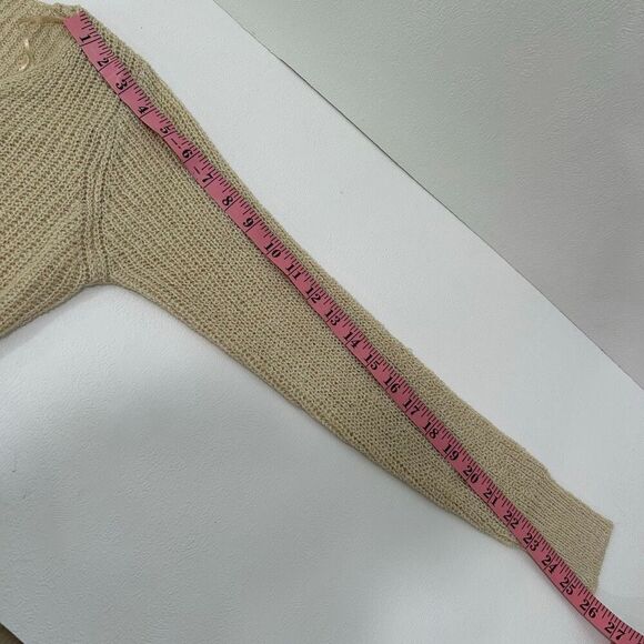 Princess Polly Ally Knit Sweater Beige Ruched Front Crop Top S/M - Picture 6 of 6